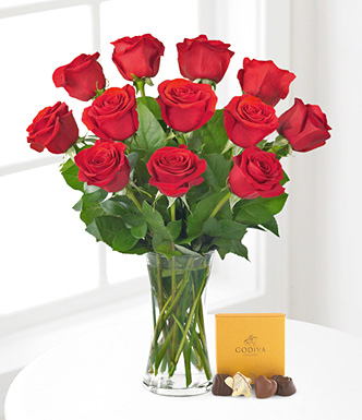 One Dozen Red Roses with Chocolates - Next Day Flower Delivery