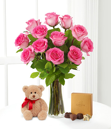 dozen roses teddy bear